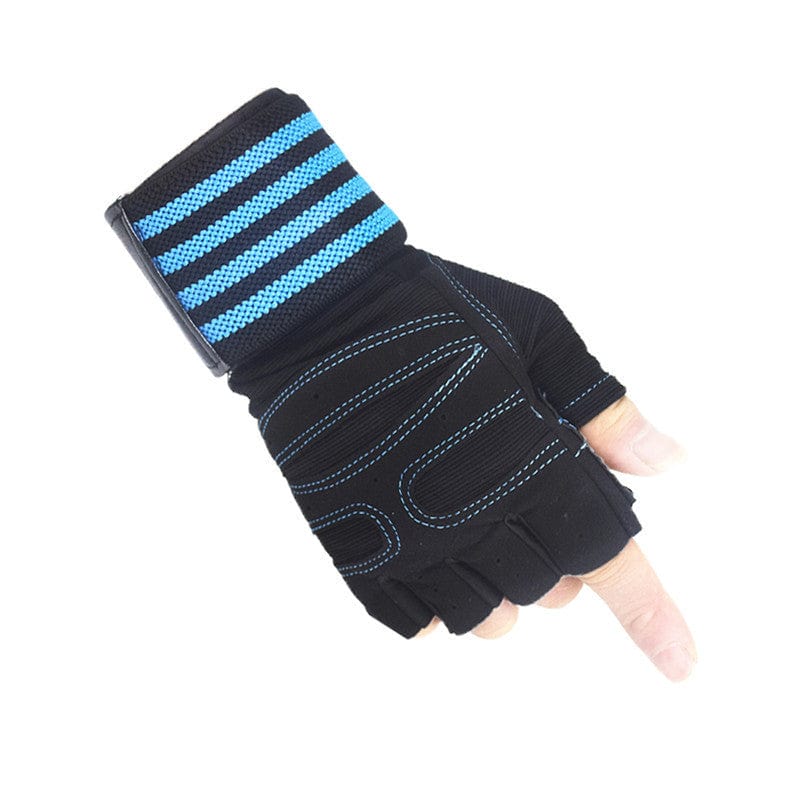 Pro series lift strong gloves with wrist wraps. Blue