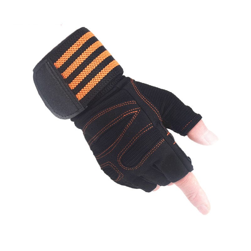 Pro series lift strong gloves with wrist wraps. Orange
