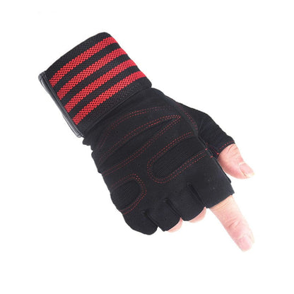 Pro series lift strong gloves with wrist wraps. Red