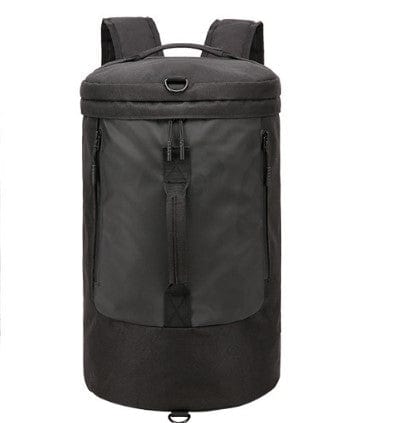Large-capacity duffel bag men's gym bag waterproof folding cylinder bag black