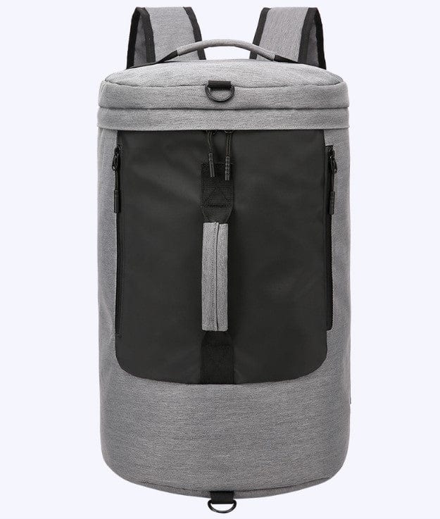 Large-capacity duffel bag men's gym bag waterproof folding cylinder bag Light grey