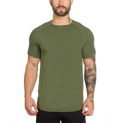 Muscle Fit Henley Gym Shirt Army Green
