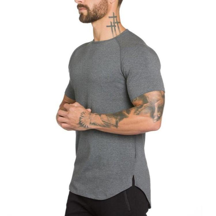 Muscle Fit Henley Gym Shirt Dark Grey