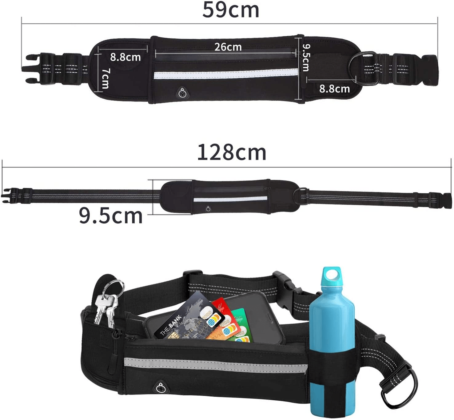 Hands free dog walking leash with running waist pack