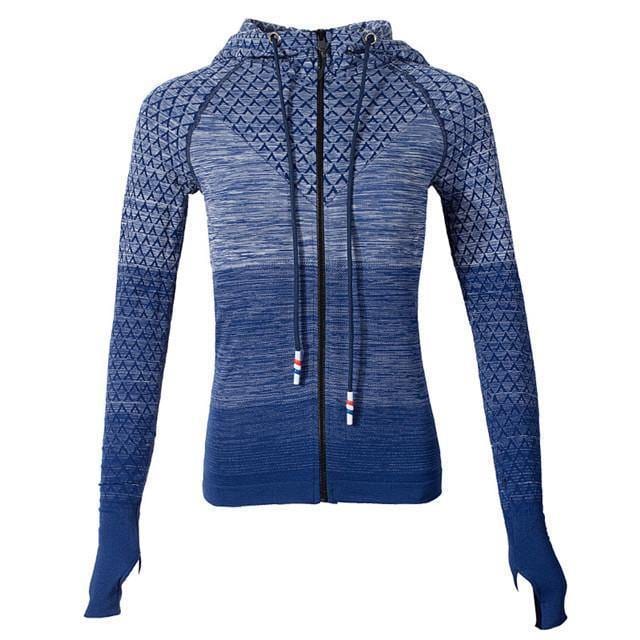 Women's Hooded Yoga Sports Jacket blue