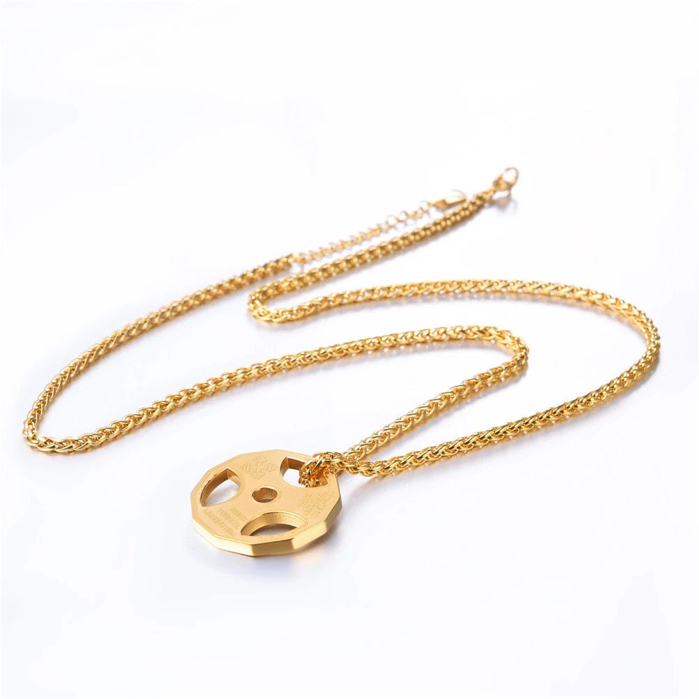 Allrj stainless steel weight plate necklace Gold