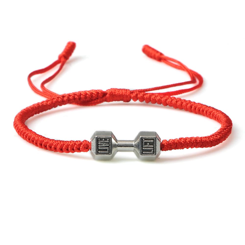 ALLRJ Jewelry Red Silver Originality Woven Dumbbell Alloy Bracelet
