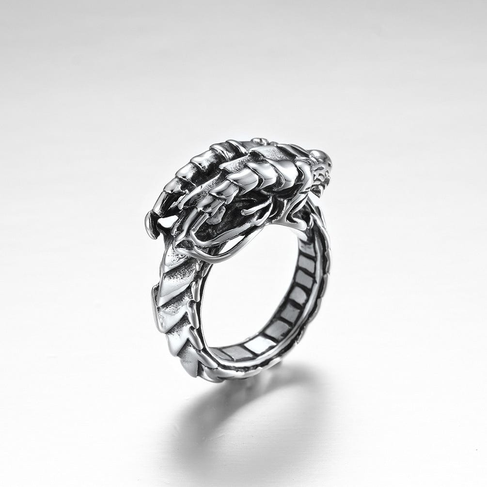 Muscle dragon Viking ring Steel color