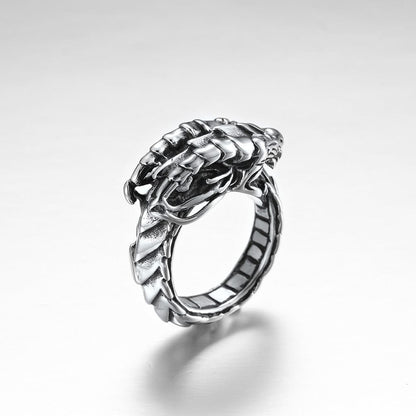 Muscle dragon Viking ring Steel color