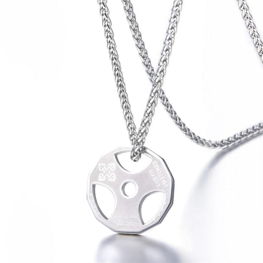 Allrj stainless steel weight plate necklace Steel