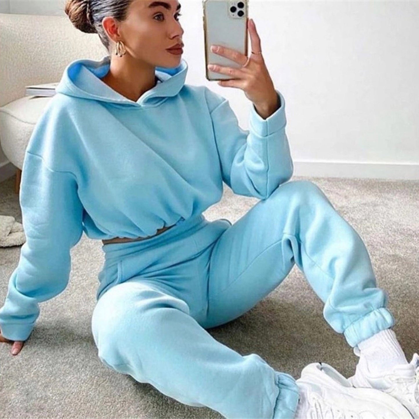 ALLRJ Jogging suit Blue / L Jogging Suits For Women 2 Piece Sweatsuits Tracksuits Sexy Long Sleeve HoodieCasual Fitness Sportswear