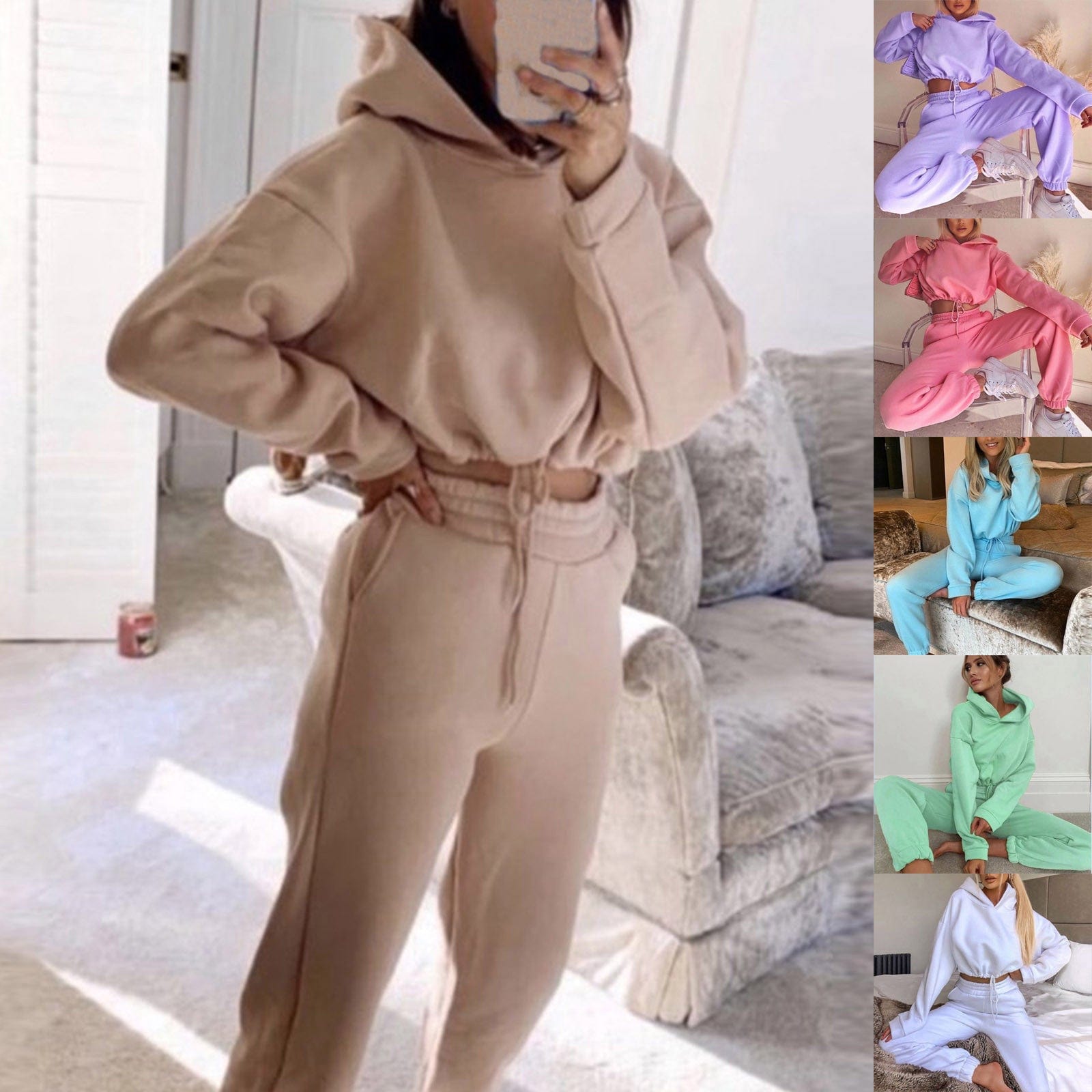 ALLRJ Jogging suit Jogging Suits For Women 2 Piece Sweatsuits Tracksuits Sexy Long Sleeve HoodieCasual Fitness Sportswear