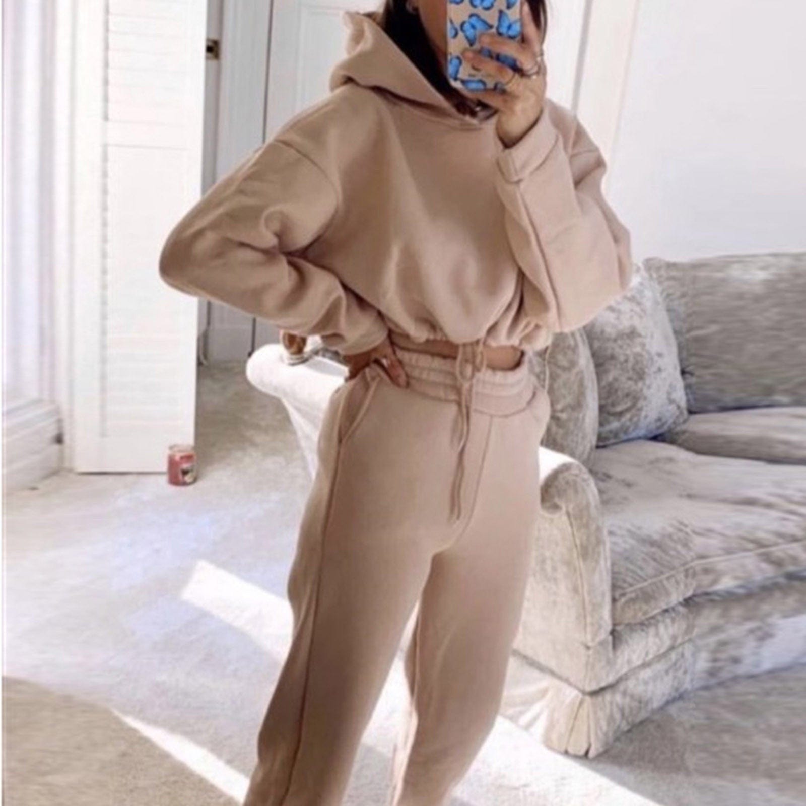 ALLRJ Jogging suit Jogging Suits For Women 2 Piece Sweatsuits Tracksuits Sexy Long Sleeve HoodieCasual Fitness Sportswear