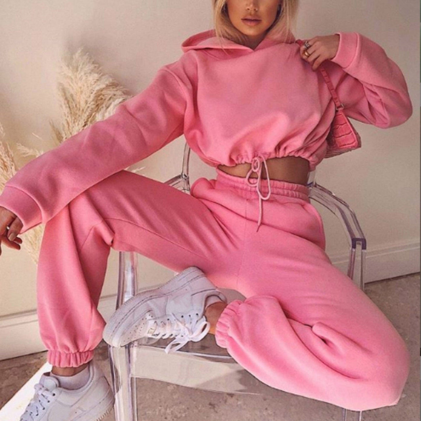 ALLRJ Jogging suit Pink / L Jogging Suits For Women 2 Piece Sweatsuits Tracksuits Sexy Long Sleeve HoodieCasual Fitness Sportswear