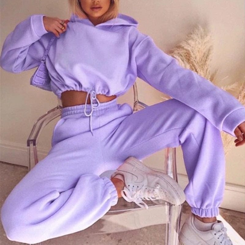 ALLRJ Jogging suit Purple / L Jogging Suits For Women 2 Piece Sweatsuits Tracksuits Sexy Long Sleeve HoodieCasual Fitness Sportswear
