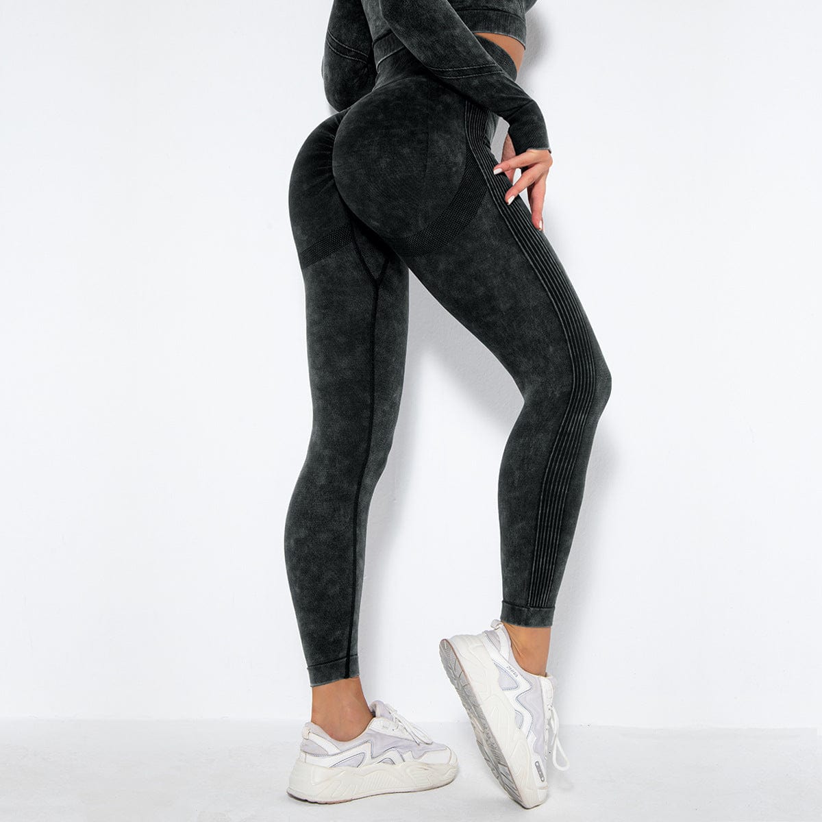 ALLRJ leggings Black / L Women's Acid Wash Fitness Leggings
