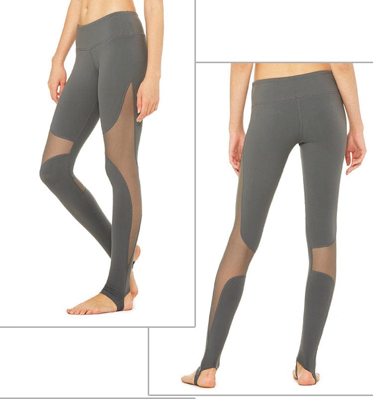 Net yarn splicing yoga pants Gray L
