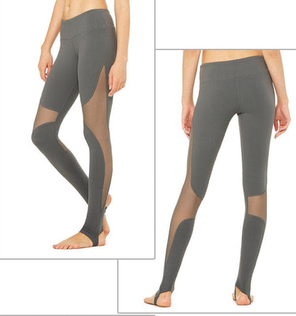Net yarn splicing yoga pants Gray M