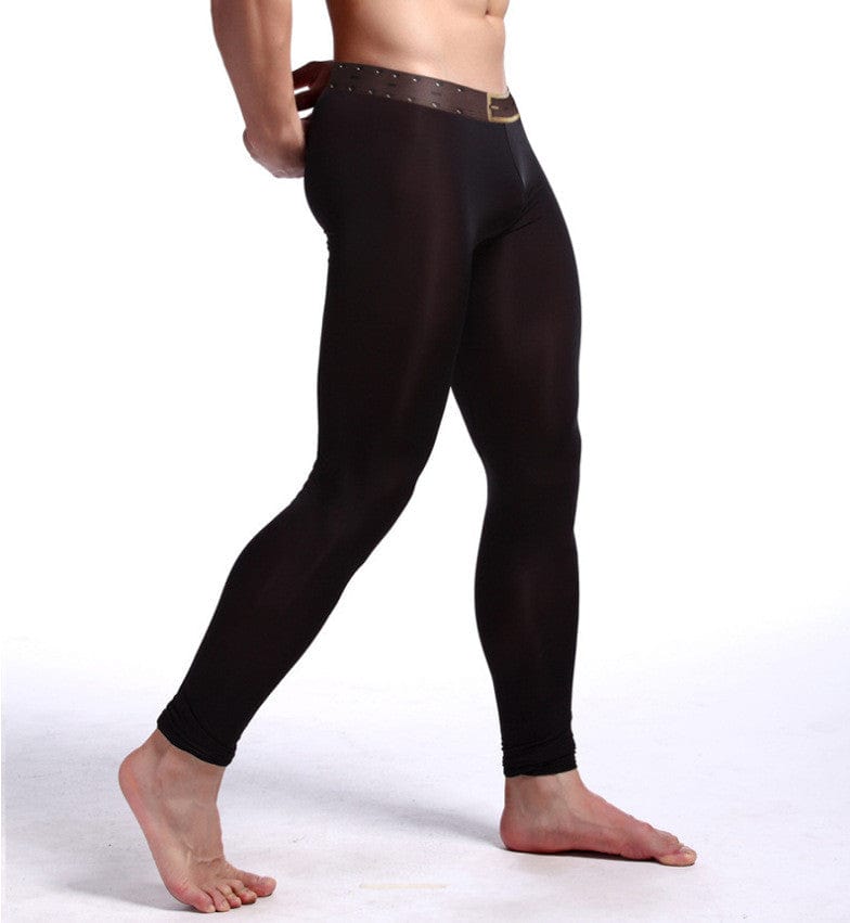 Men's Warm Silk Stretch Yoga Pants Ice black