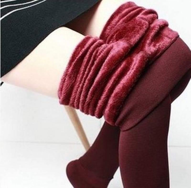 Fabtec warm fleece lined leggings Wine Red