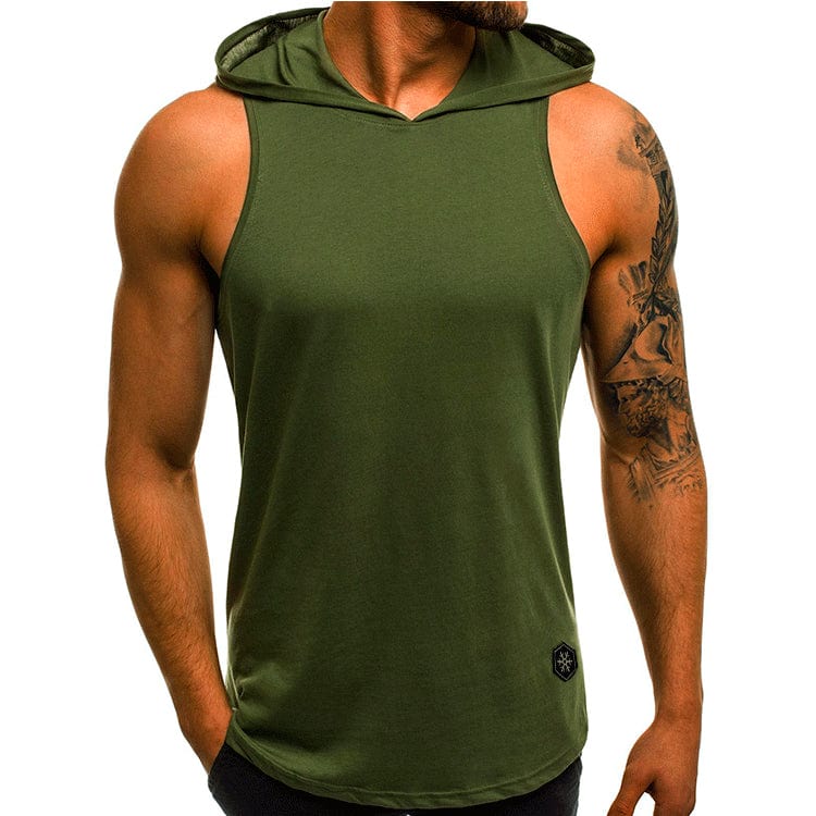 80’s Camo workout hooded vest. Army green XXXL