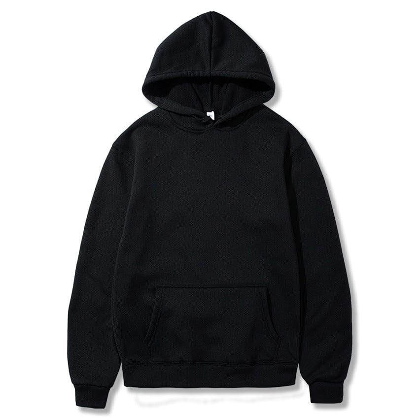 Allrj Oversized Solid Color Pullover Hoodie Sweatshirt Black