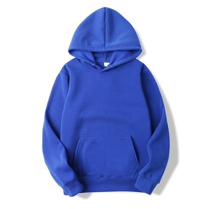 Allrj Oversized Solid Color Pullover Hoodie Sweatshirt Blue