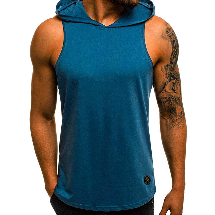 80’s Camo workout hooded vest. blue M