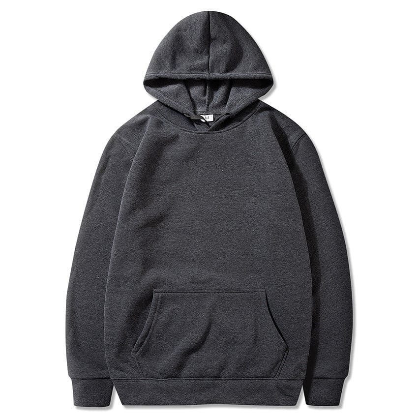 Allrj Oversized Solid Color Pullover Hoodie Sweatshirt Dark grey
