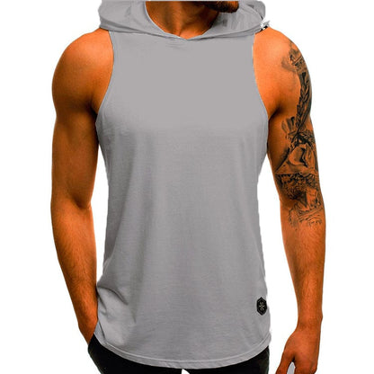 80’s Camo workout hooded vest. Light grey L