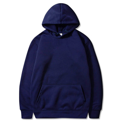 Allrj Oversized Solid Color Pullover Hoodie Sweatshirt Navy blue