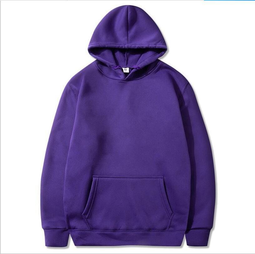 Allrj Oversized Solid Color Pullover Hoodie Sweatshirt Purple