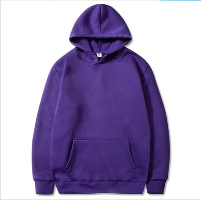 Allrj Oversized Solid Color Pullover Hoodie Sweatshirt Purple