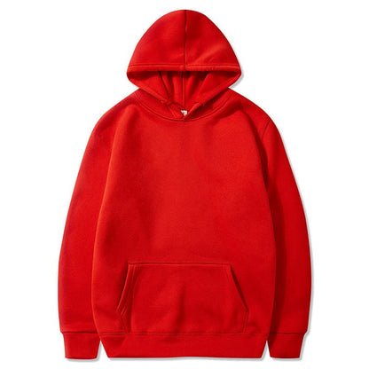 Allrj Oversized Solid Color Pullover Hoodie Sweatshirt Red
