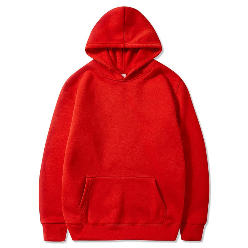 Allrj Oversized Solid Color Pullover Hoodie Sweatshirt Red