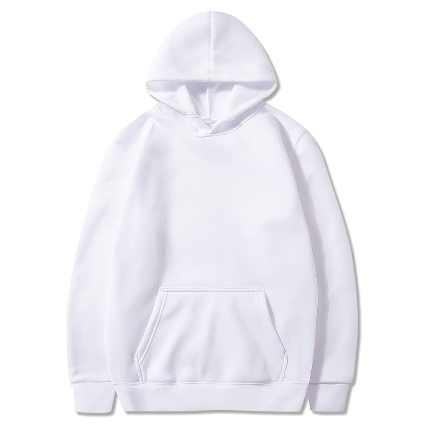 Allrj Oversized Solid Color Pullover Hoodie Sweatshirt White