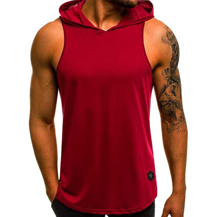 80’s Camo workout hooded vest. Wine red XXXL