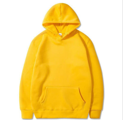 Allrj Oversized Solid Color Pullover Hoodie Sweatshirt Yellow