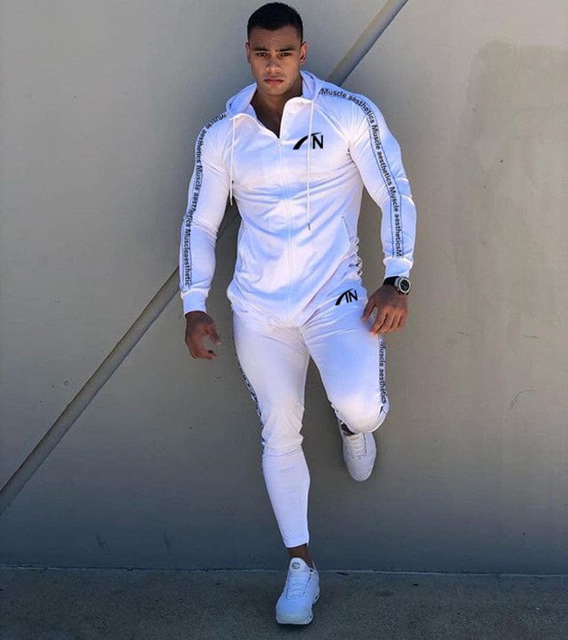 Mens muscle track suit White