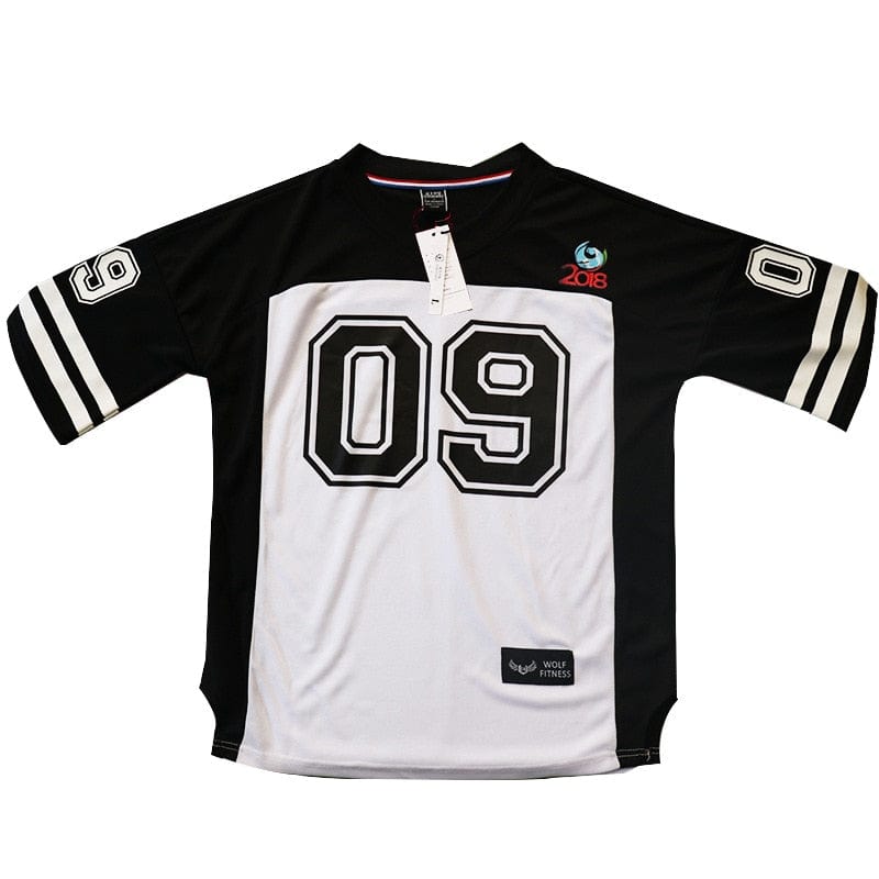 Muscle football jersey black and white 09