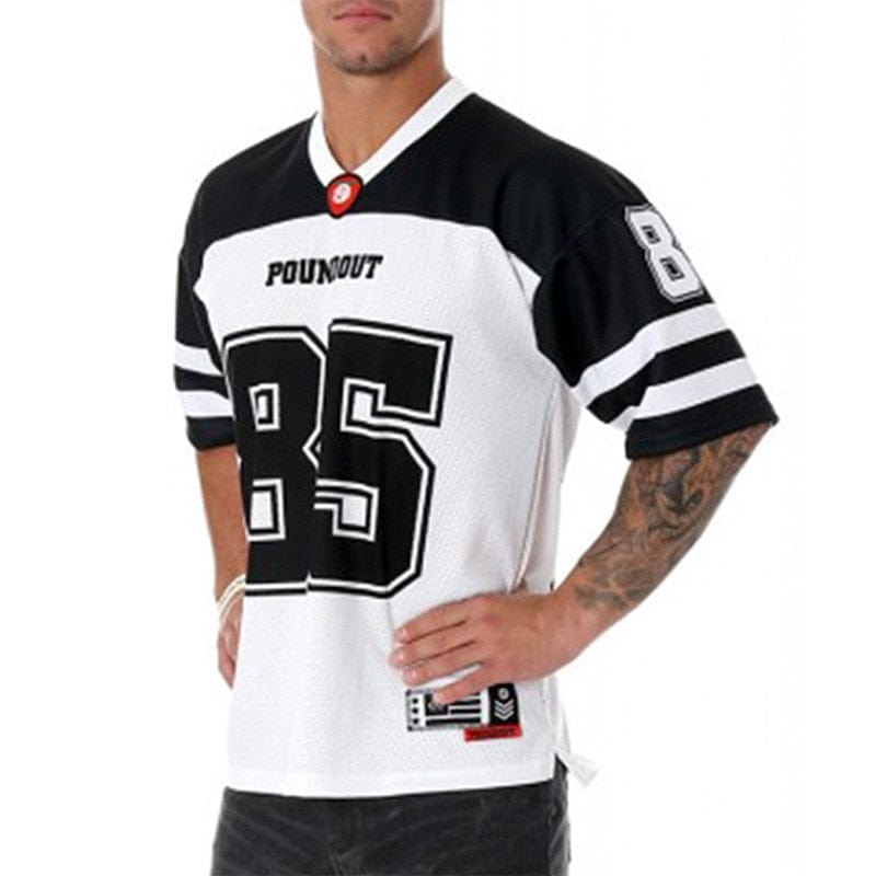 Muscle football jersey black and white 85