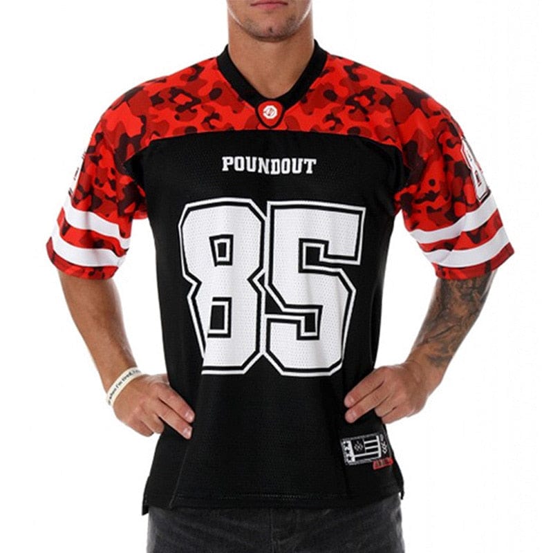 Muscle football jersey red and black 85