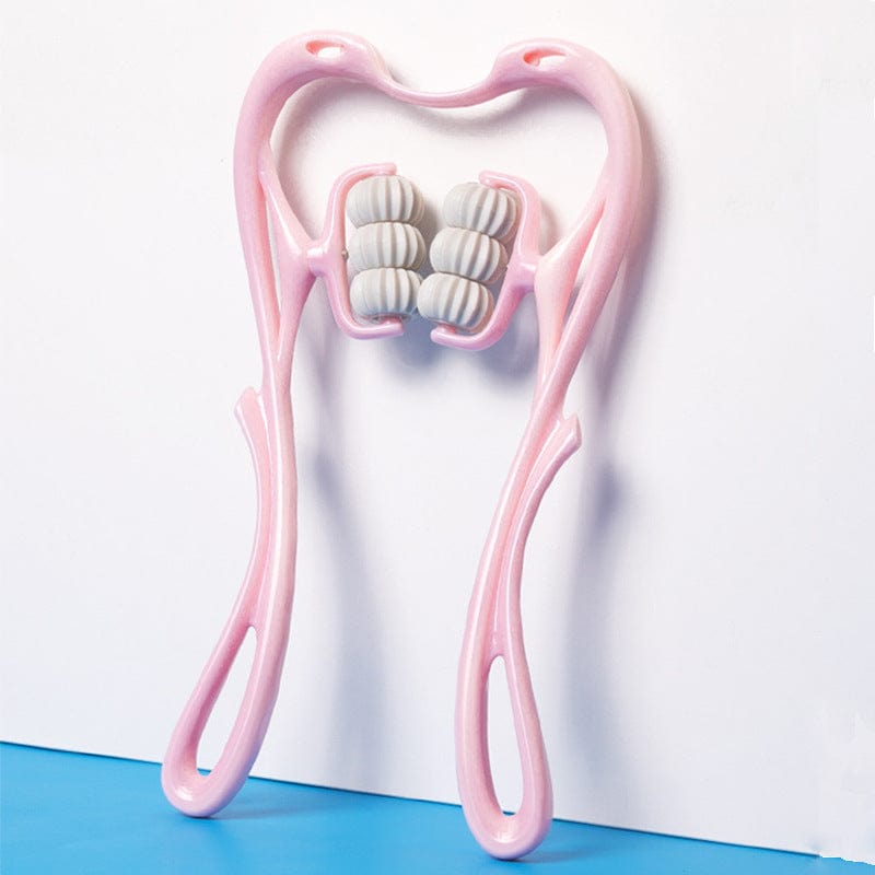 Allrj Multifunctional Manual Six-wheel Neck Massager Pink