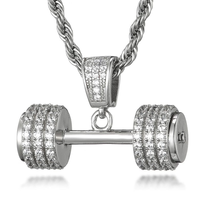 Most muscular dumbbell pendant Silver United States 60cm