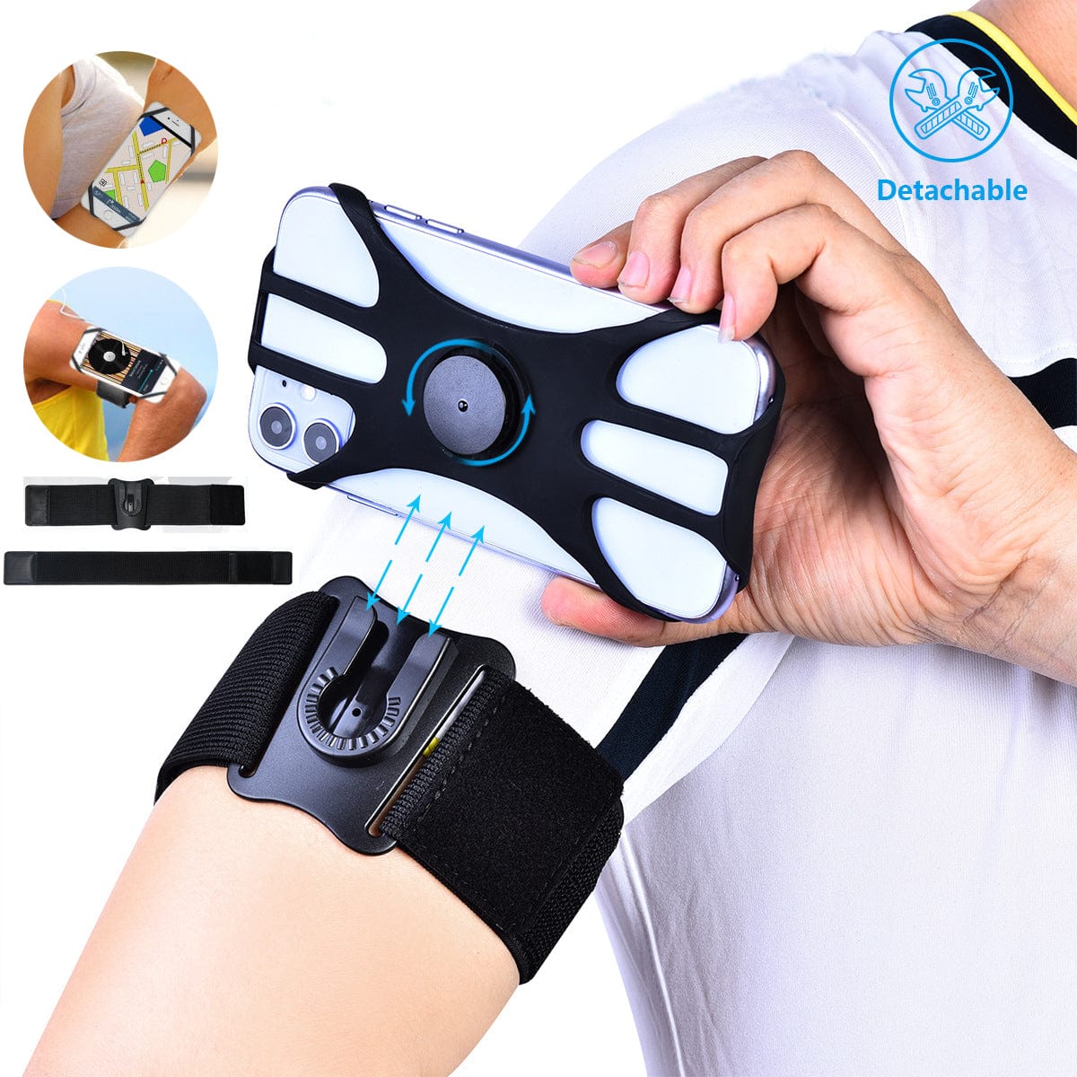 ALLRJ Phone holder ZDWG12in1F Detachable Swivel Arm Wristband Bags Sports Phone Case Running Cycling Wrist Bag