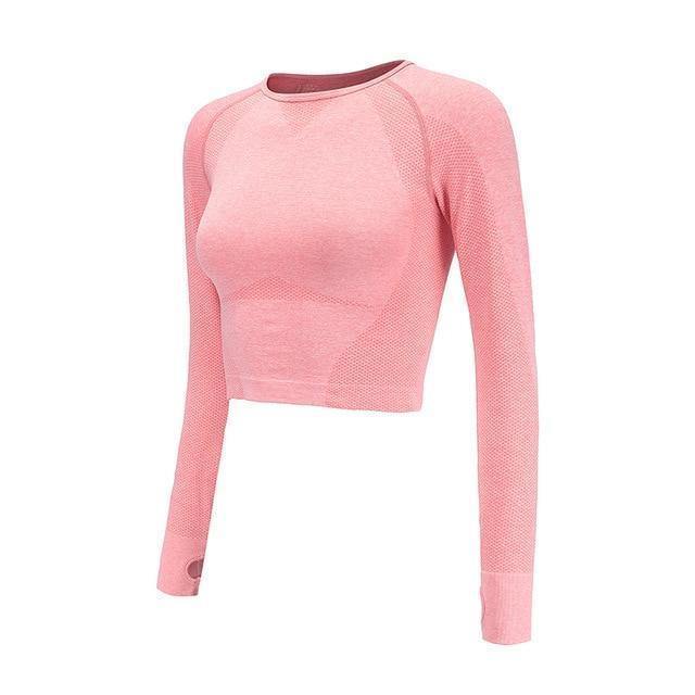 Women's Seamless Long Sleeve Crop Top Pink