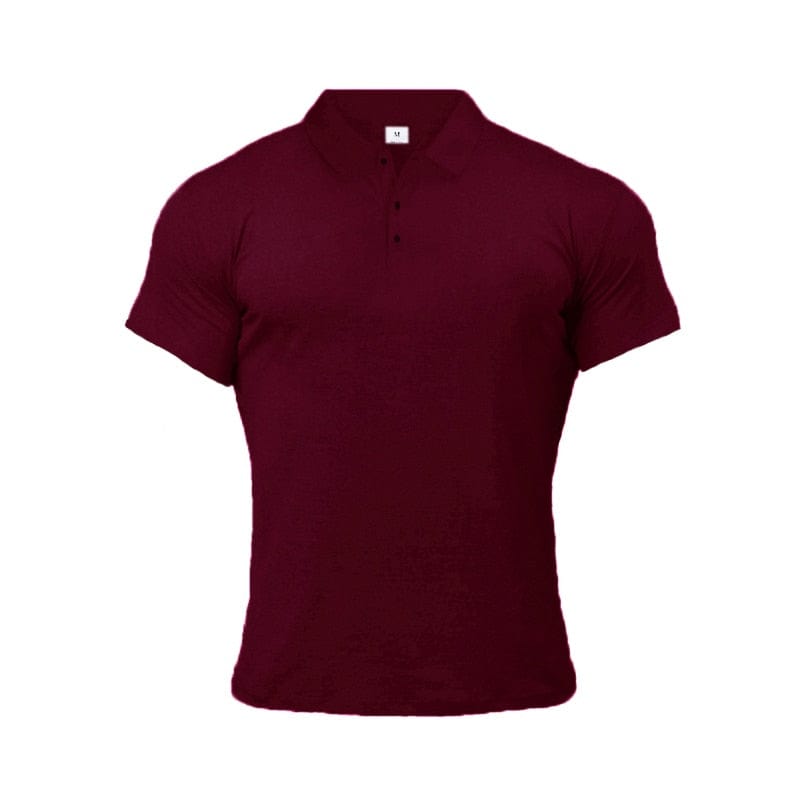 Men's thiery muscle polo Burgundy button