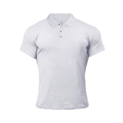 Men's thiery muscle polo White button