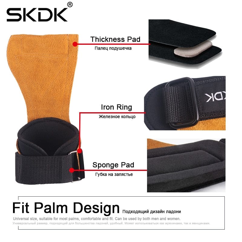 Pro Cowhide anti-skid weight lifting grip - ALLRJ