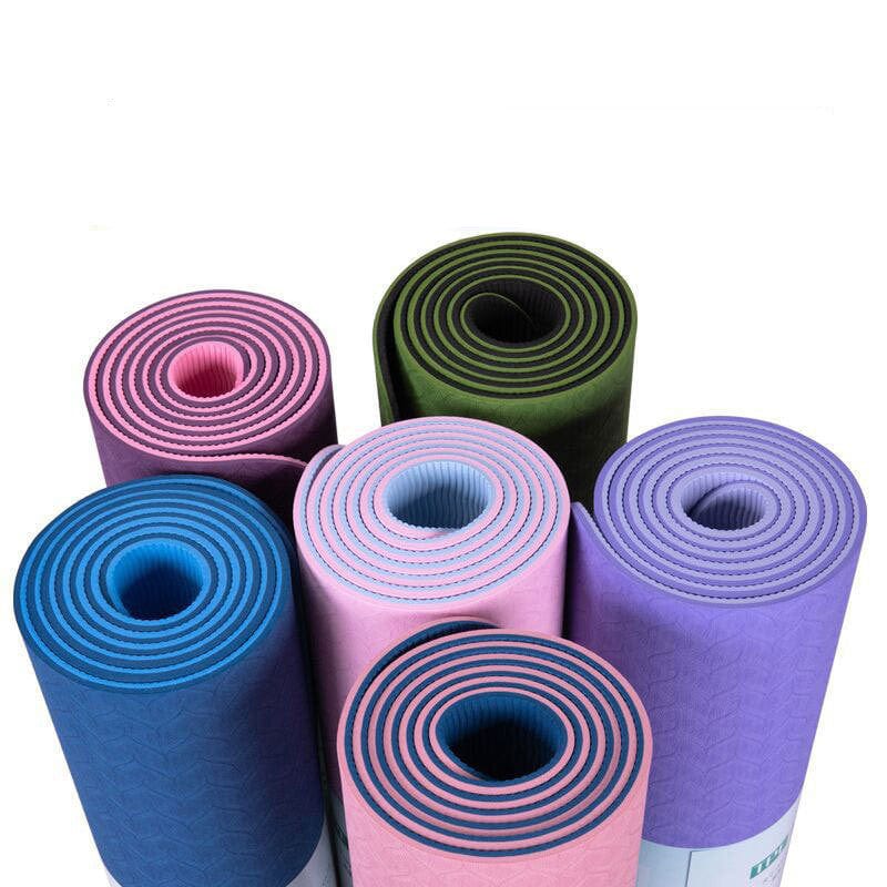 Yoga Mat Two-Color 6Mm Posture Line Yoga Mat Fitness Mat Blue